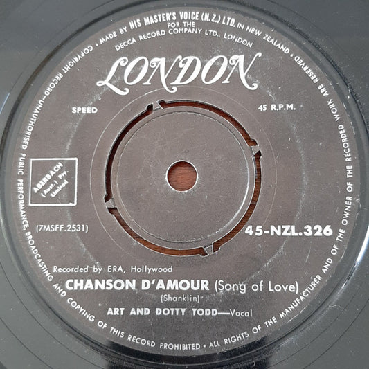 Art And Dotty Todd - Chanson D'Amour (Song Of Love) - Used Vinyl Rec