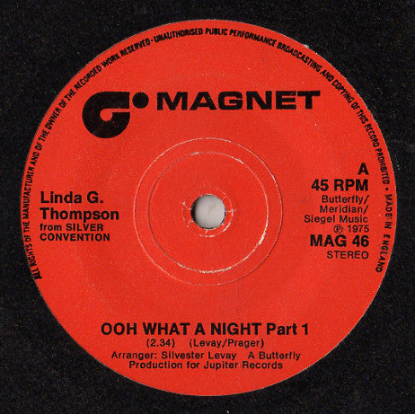 Linda G. Thompson - Ooh What A Night - Used Vinyl Record 7"