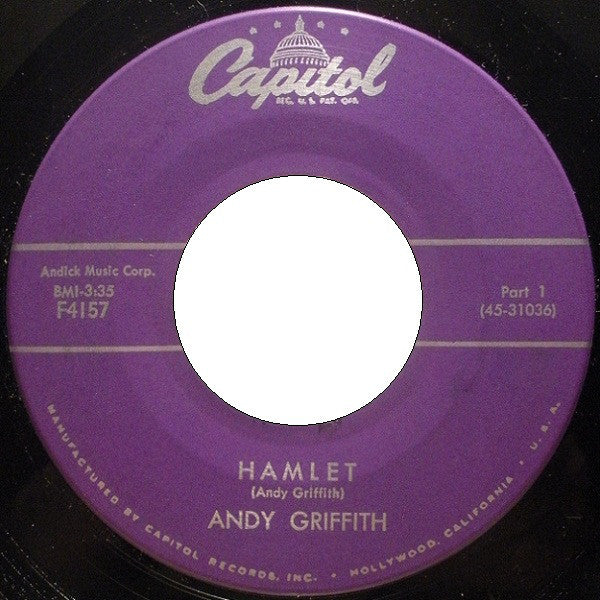 Andy Griffith - Hamlet - Used Vinyl Record 7"