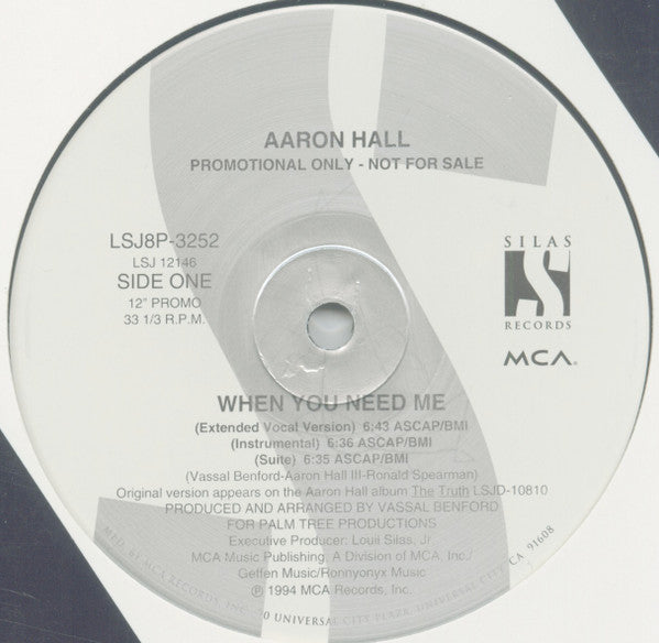 Aaron Hall - When You Need Me - Used Vinyl Record 12"