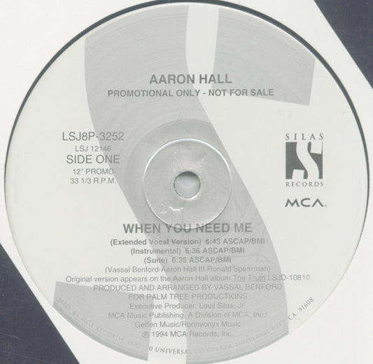 Aaron Hall - When You Need Me - Used Vinyl Record 12"