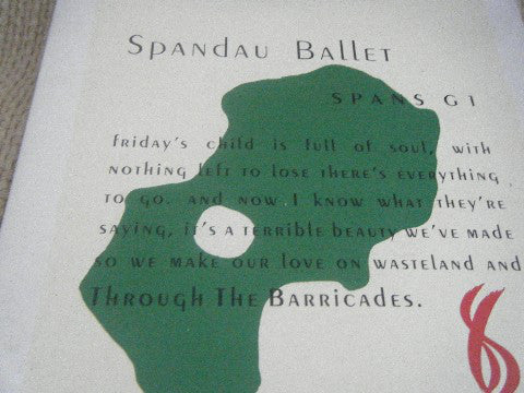 Spandau Ballet - Through The Barricades - Used Vinyl Record 7"