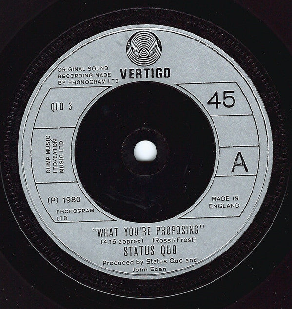 Status Quo - What You're Proposing - Used Vinyl Record 7"