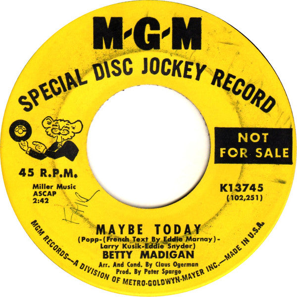 Betty Madigan - Maybe Today - Used Vinyl Record 7"