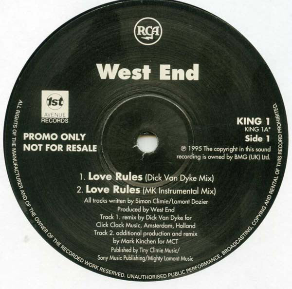 West End - Love Rules - Used Vinyl Record 12"