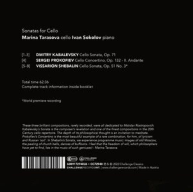 MARINA TARASOVA - SONATAS FOR CELLO - CD