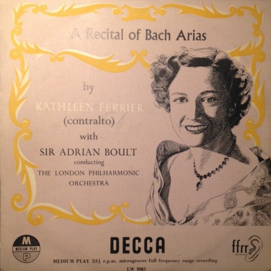 Kathleen Ferrier - A Recital Of Bach Arias - Used Vinyl Record