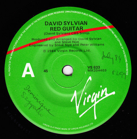 David Sylvian - Red Guitar - Used Vinyl Record 7"
