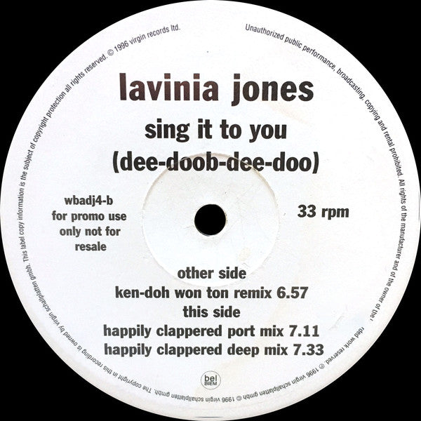 Lavinia Jones - Sing It To You (Dee-Doob-Dee Doo) - Used Viny