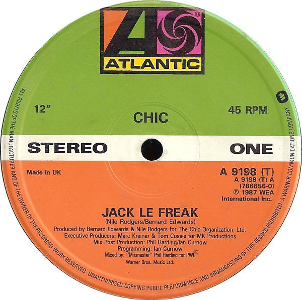 Chic - Jack Le Freak - Used Vinyl Record 12"