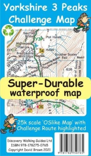 David Brawn - Yorkshire 3 Peaks Challenge Map and Guide - New Sheet ma
