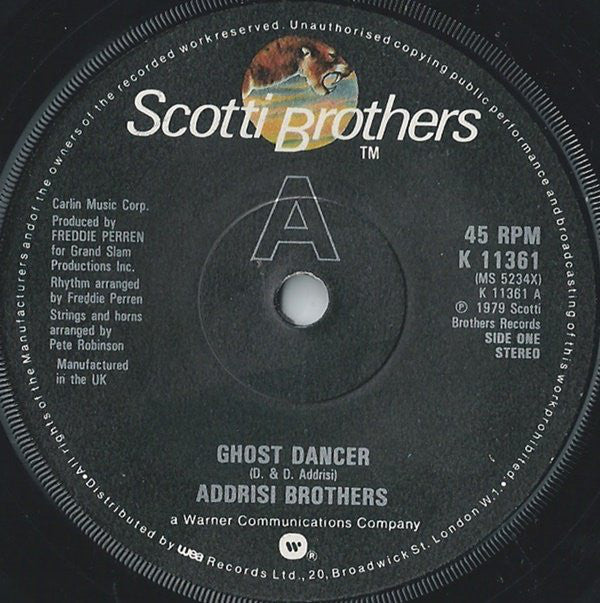 Addrisi Brothers - Ghost Dancer - Used Vinyl Record 7"