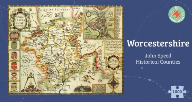 Worcestershire Historical 1610 Map 1000 Piece Puzzle - Paperback