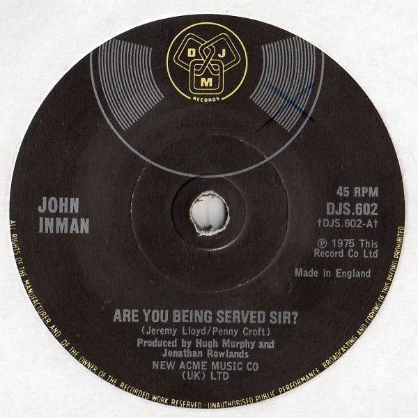 John Inman - Are You Being Served Sir? - Used Vinyl Record 7"