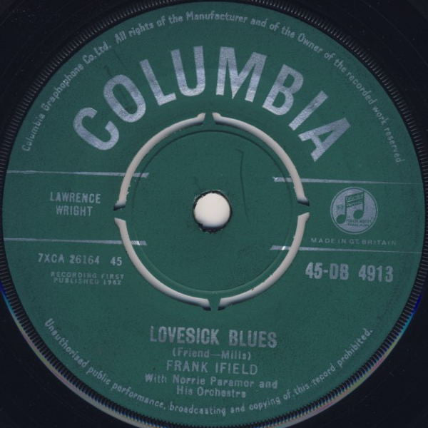 Frank Ifield - Lovesick Blues - Used Vinyl Record 7"
