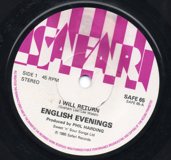 English Evenings - I Will Return - Used Vinyl Record 7"