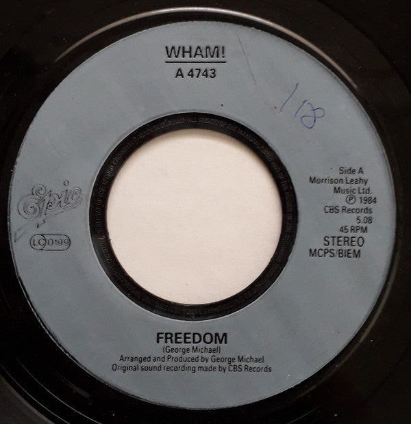 Wham! - Freedom - Used Vinyl Record 7"