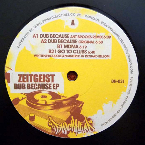 Zeitgeist - Dub Because EP - New Vinyl Record 12"