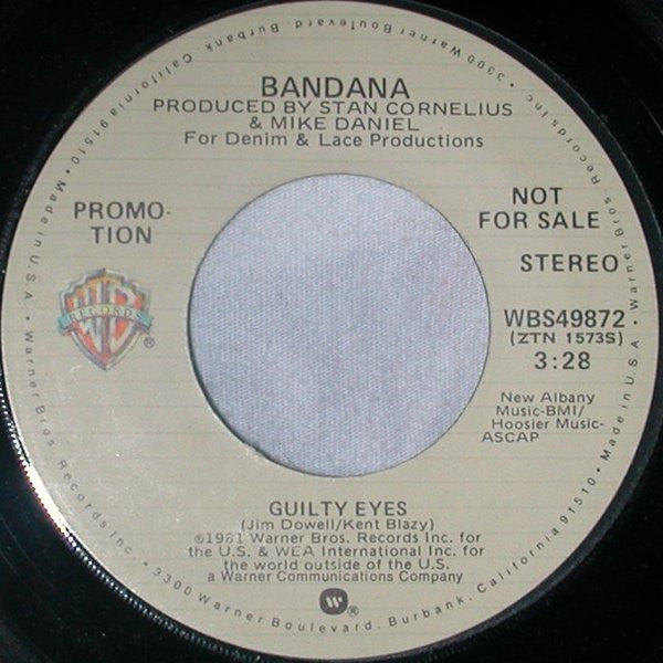 Bandana - Guilty Eyes - Used Vinyl Record 7"