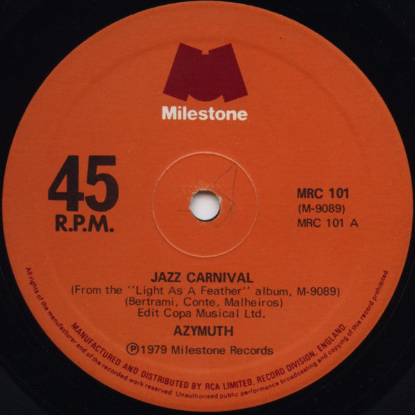 Azymuth - Jazz Carnival c/w Fly Over The Horizon - Used Vinyl Record