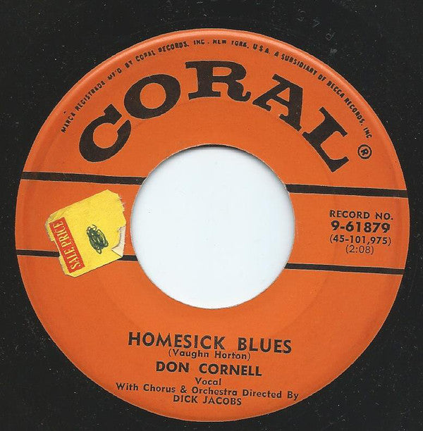 Don Cornell - Homesick Blues - Used Vinyl Record 7"