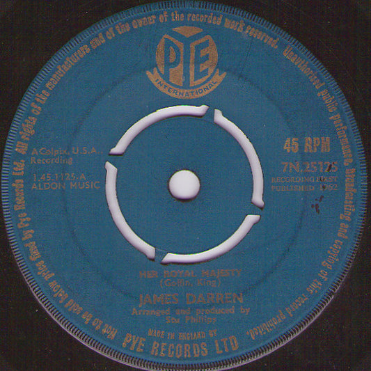 James Darren - Her Royal Majesty - Used Vinyl Record 7"