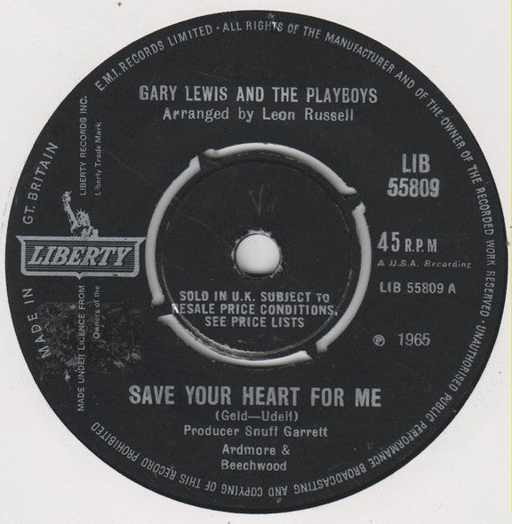 Gary Lewis & The Pla - Save Your Heart For Me - Used Vinyl Record 7"