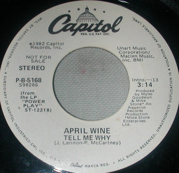 April Wine - Tell Me Why - Used Vinyl Record 7"