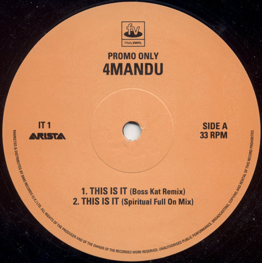 4Mandu - This Is It - Used Vinyl Record 12"