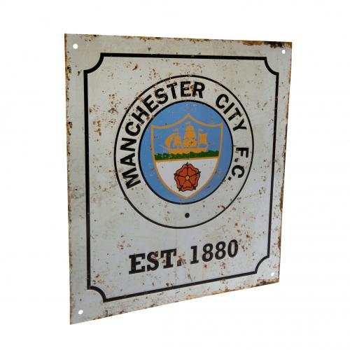 Manchester City FC - Retro Logo Sign - Metal Signs