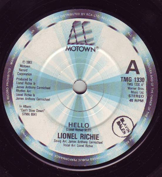 Lionel Richie - Hello - Used Vinyl Record 7"
