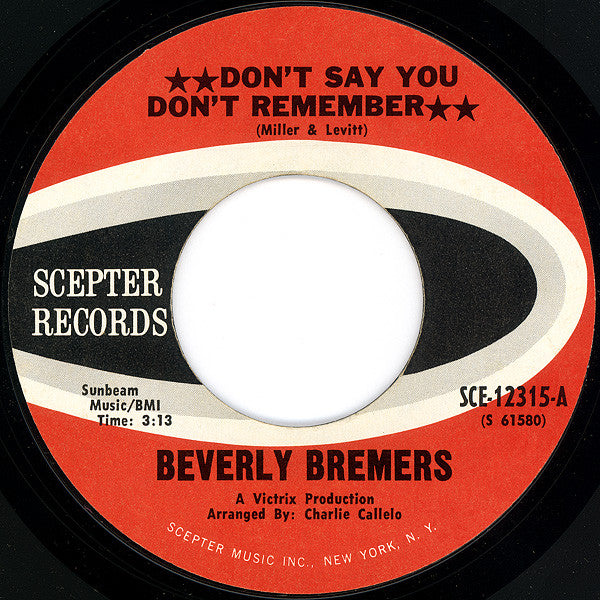 Beverly Bremers - Don't Say You Don't Remember - Used Vinyl Record 7"