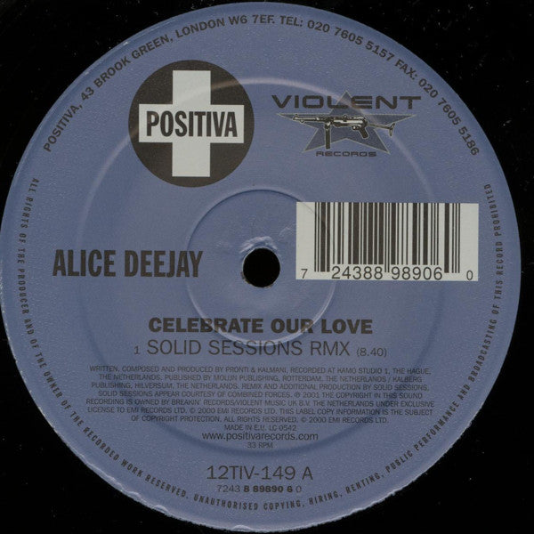 Alice Deejay - Celebrate Our Love (Remixes) - Used Vinyl Record 12"