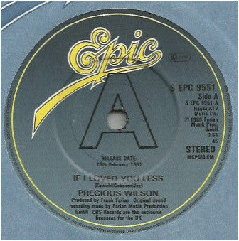 Precious Wilson - If I Loved You Less - Used Vinyl Record 7"