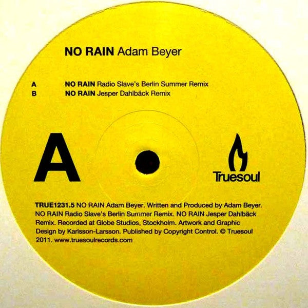 Adam Beyer - No Rain - New Vinyl Record 12"