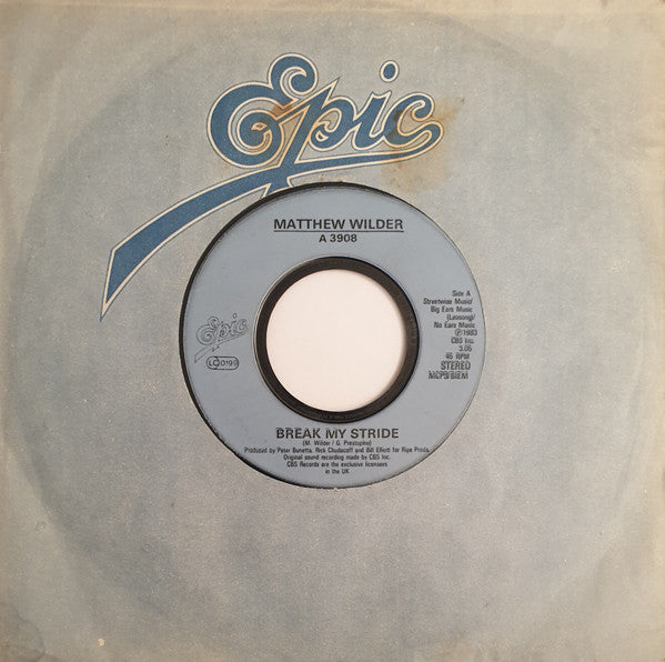 Matthew Wilder - Break My Stride - Used Vinyl Record 7"
