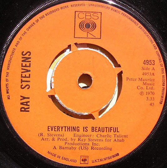 Ray Stevens - Everything Is Beautiful - Used Vinyl Record 7"