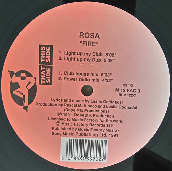 Rosa - Fire - Used Vinyl Record 12"