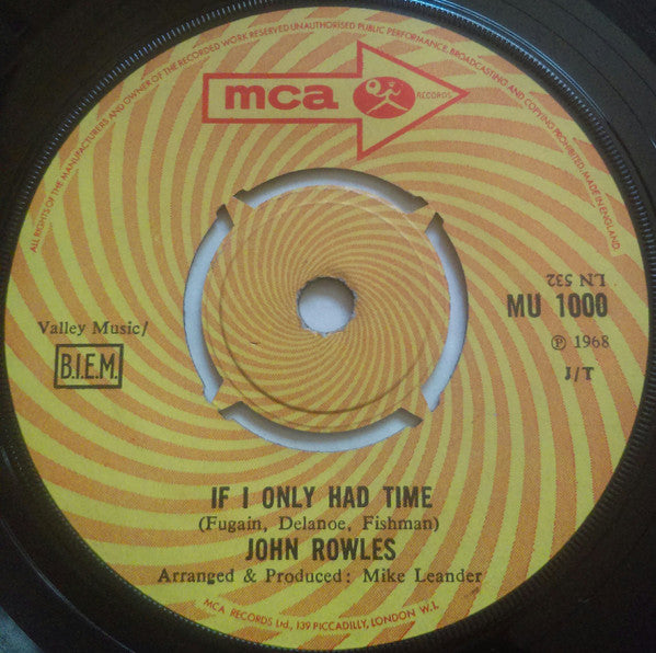 John Rowles - If I Only Had Time - Used Vinyl Record 7"