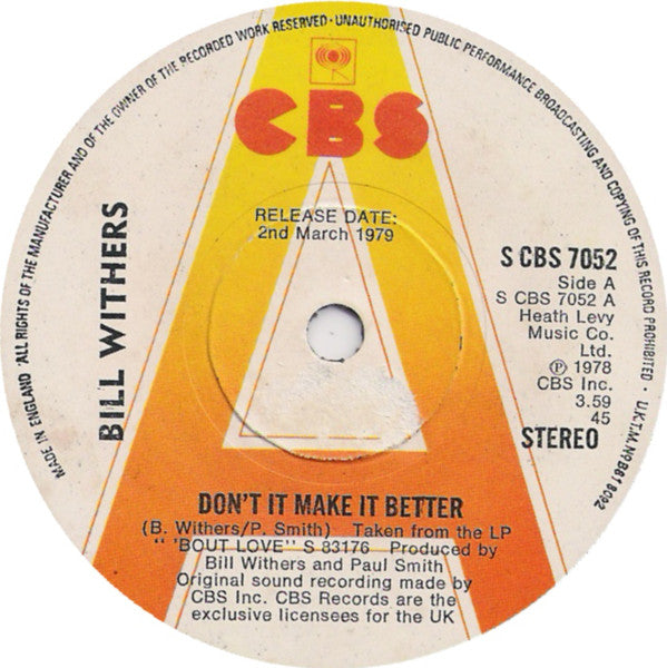 Bill Withers - Don't It Make It Better - Used Vinyl Record 7