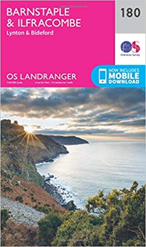 Ordnance Survey - Barnstaple & Ilfracombe, Lynton & Bideford : 180 - N