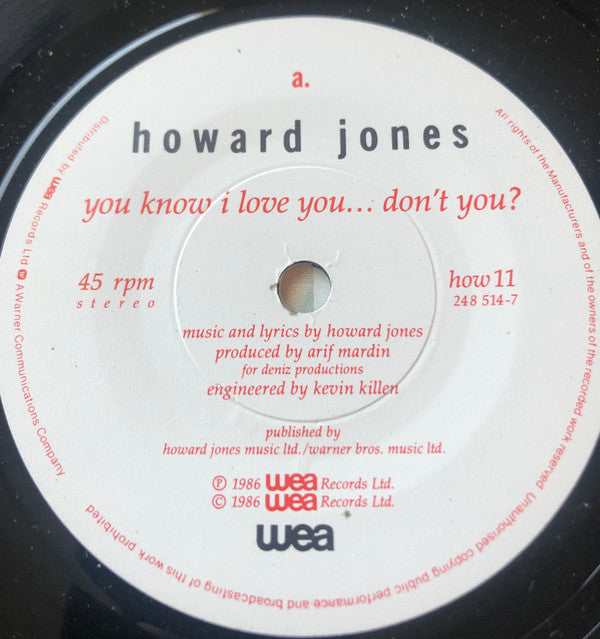 Howard Jones - You Know I Love You ... Don't You? - Used Vinyl Record 7