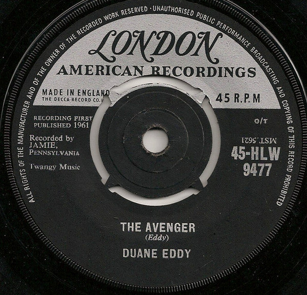Duane Eddy - Avenger - Used Vinyl Record 7"