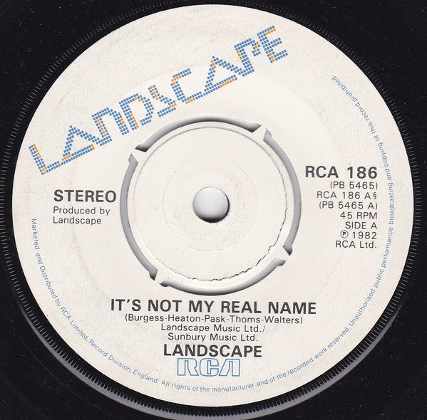 Landscape - It's Not My Real Name - Used Vinyl Record 7"