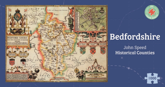 Bedfordshire Historical 1610 Map 1000 Piece Puzzle - Paperback