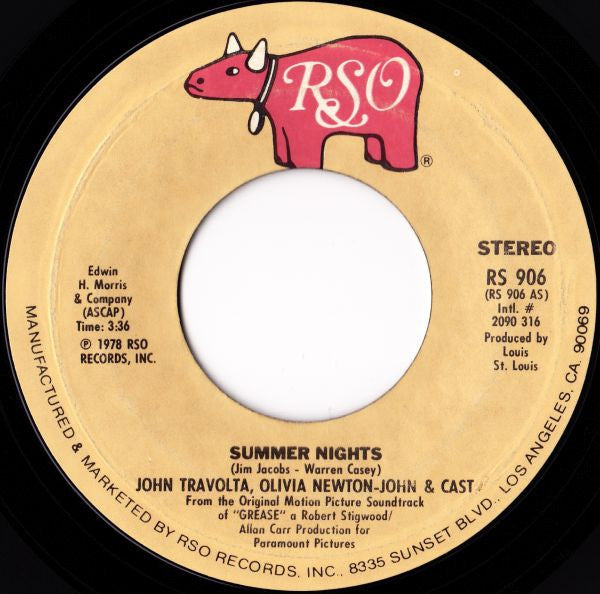 John Travolta - Summer Nights / Rock 'N' Roll Party Queen - Used Viny