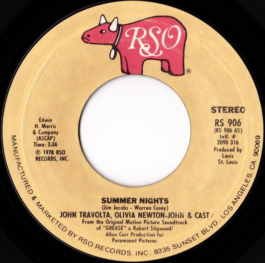 John Travolta - Summer Nights / Rock 'N' Roll Party Queen - Used Viny