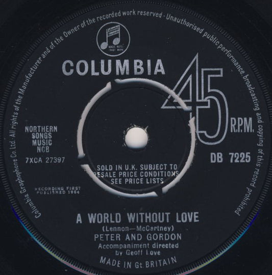 Peter & Gordon - A World Without Love - Used Vinyl Record 7"
