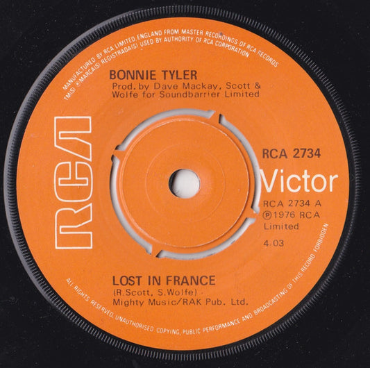 Bonnie Tyler - Lost In France - Used Vinyl Record 7"