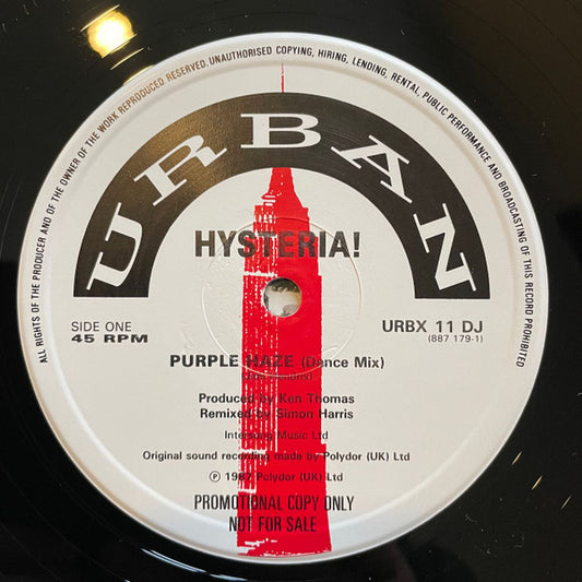 Hysteria! - Purple Haze (Dance Mix) - Used Vinyl Record 12"